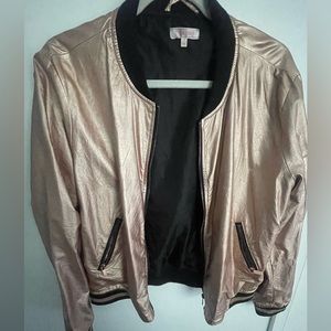 rose gold jacket with zippers